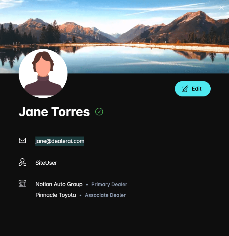 Profile view panel showing Jane Torres's account details